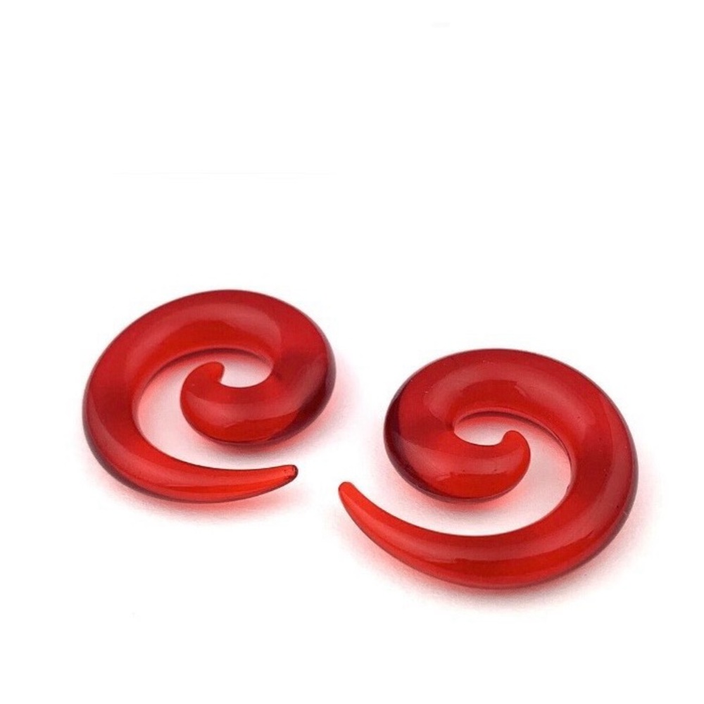 BODY VIBE👂🏼00g Red Acrylic Spiral Taper Plugs